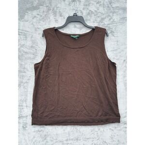 Lauren Ralph Lauren Brown Cotton Knit Sweater Tank Top Sleeveless Women's 3X‎